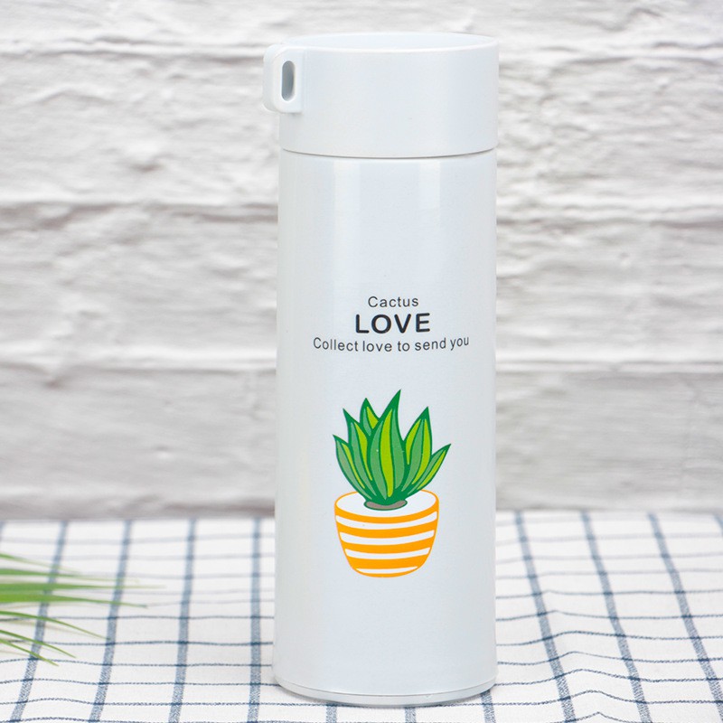 Bình nước in hình xương rồng nhiều màu 400ml cute