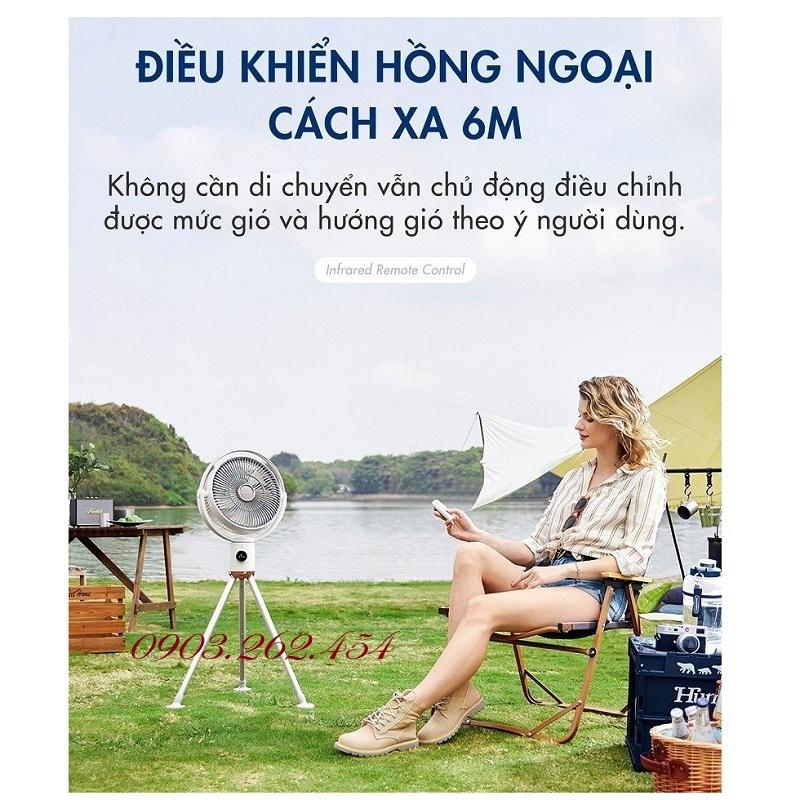 Quạt tích điện MR3700 mới nhất năm 2023, 4 chế độ gió, cảm biến nhiệt NTC, động cơ 1 chiều không chổi than - RE0796