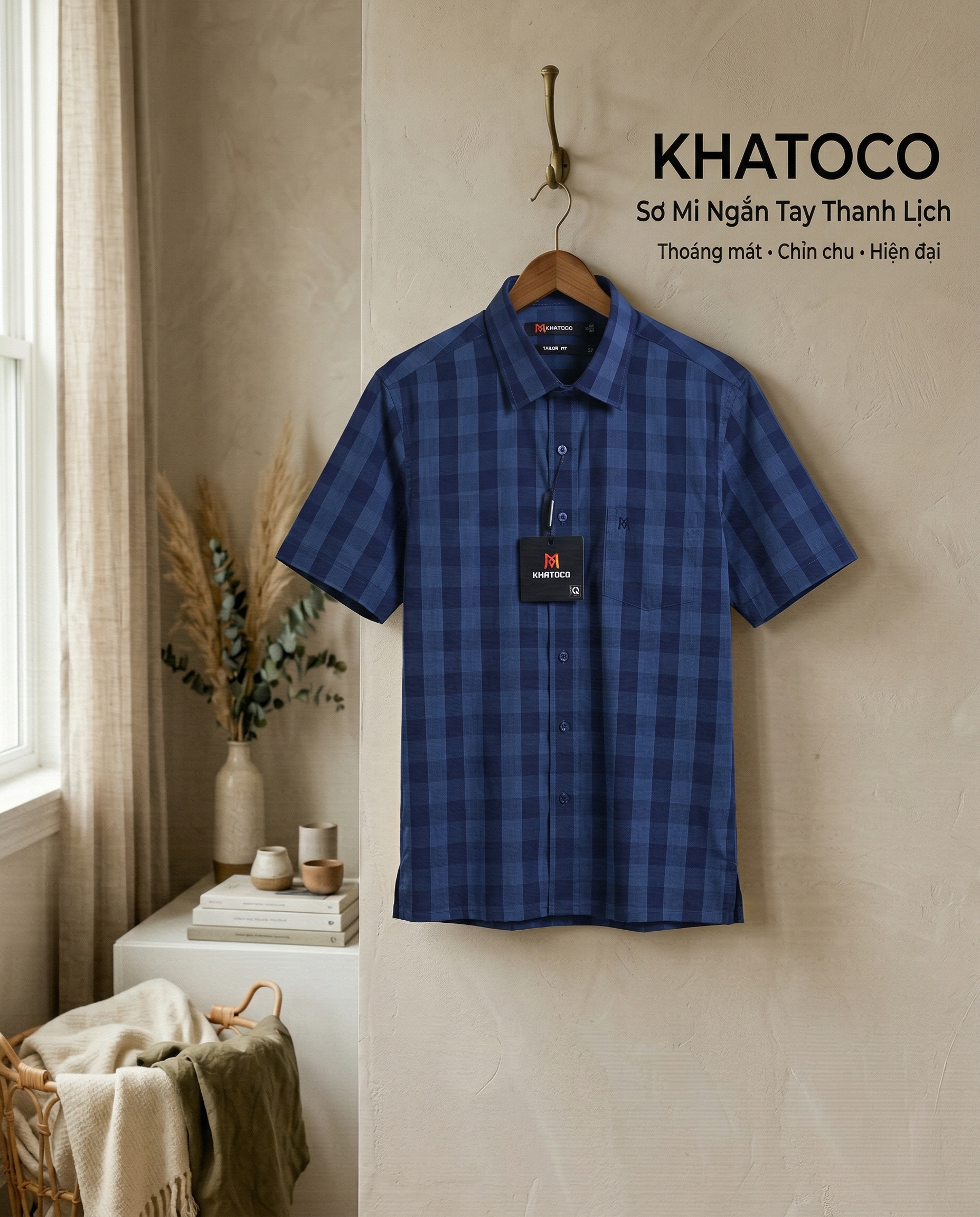Áo sơ mi tay ngắn nam Khatoco Sale 350K ( giá tem 438k)