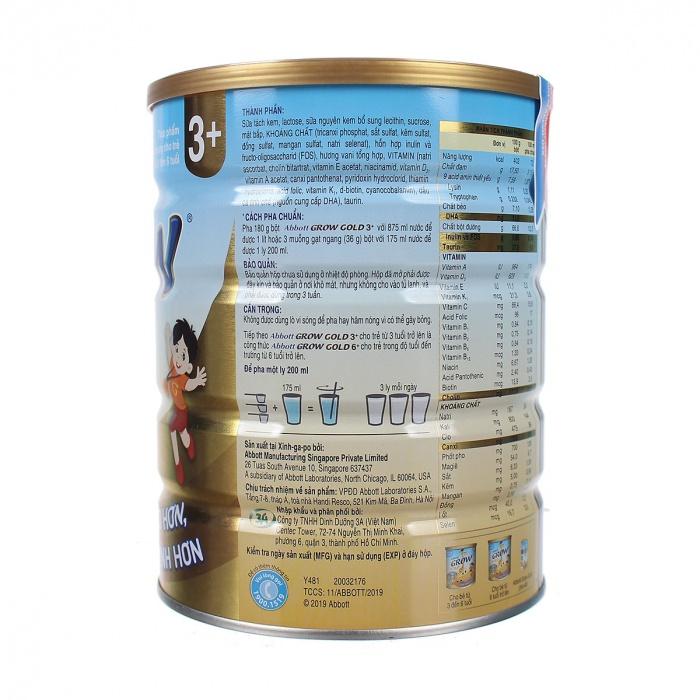 Sữa bột Abbott Grow Gold 3+ hương Vani 900g cho bé từ 3-6 tuổi