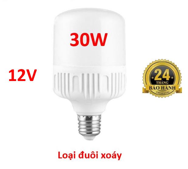 Bóng đèn led 12v đuôi xoáy E27, công suất 30w 40w 50w-  đèn led ắc quy 12v