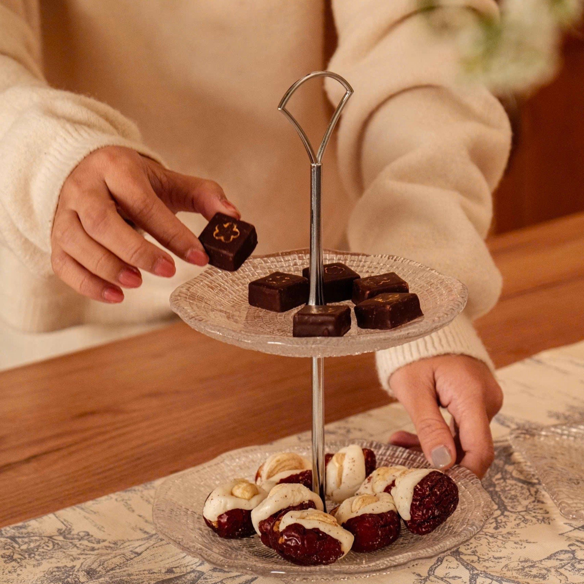 Đĩa bánh 2 tầng Diamante 24.5cm IVV hàng chính hãng