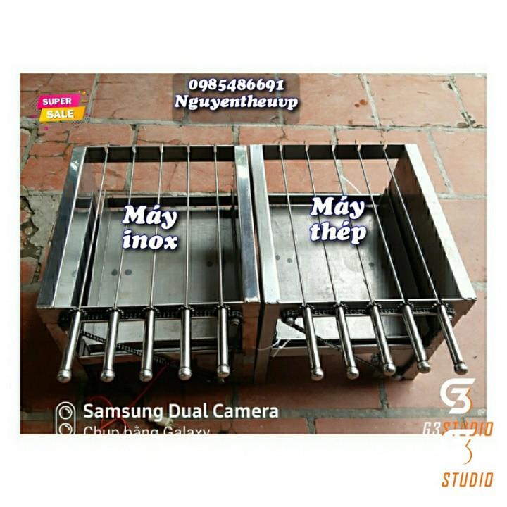 Máy nướng thịt mini lò quay gà vịt mô tơ tự động bếp nướng than hoa (có 2 loại máy thép và máy Inox)