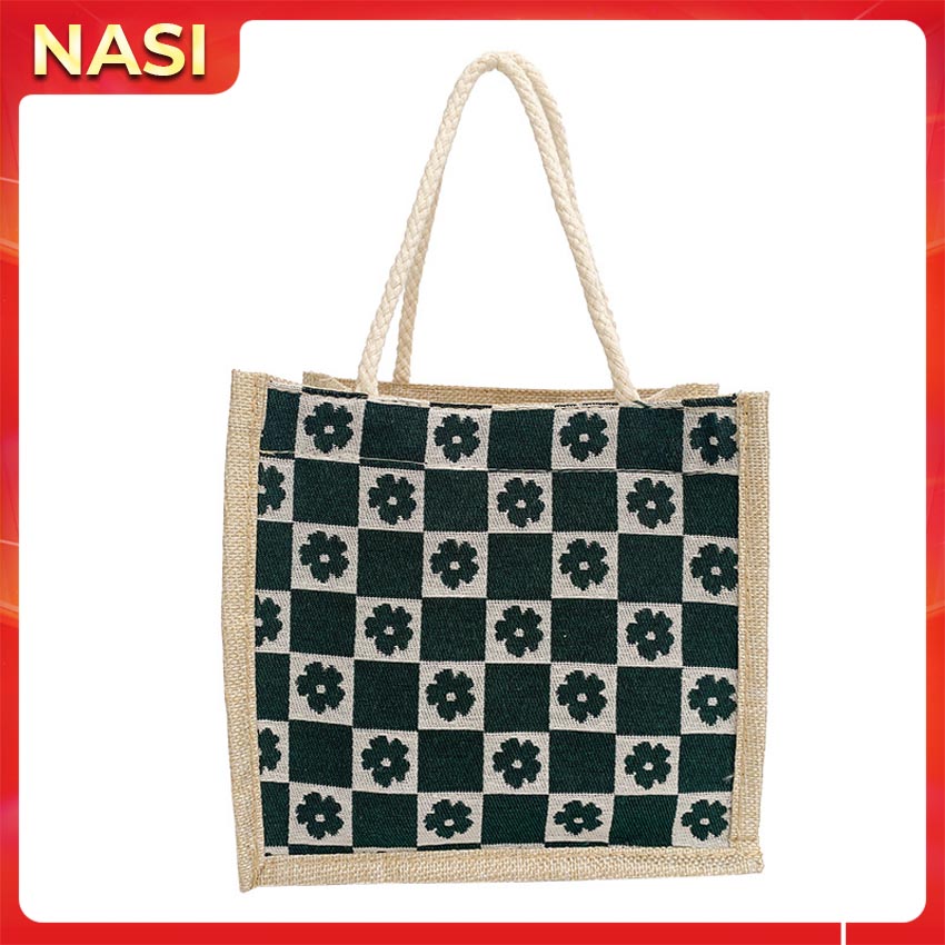 Túi xách nữ dễ thương NASI T1040 túi cói cầm tay đẹp có dây kéo hoặc gài nút thời trang cho nữ công sở, học sinh