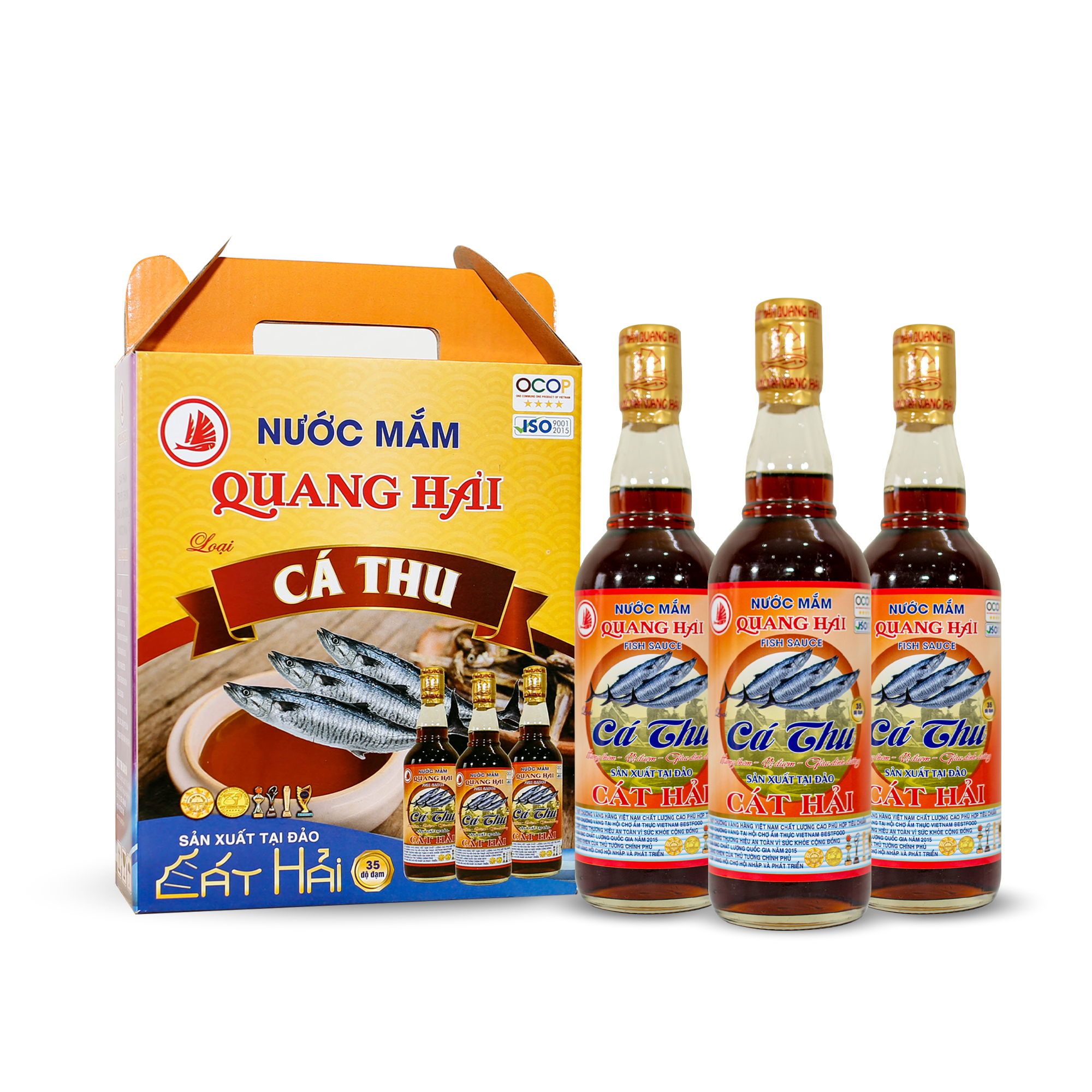 [OCOP] Nước Mắm Truyền Thống Cát Hải - Quang Hải, loại Cốt Cá Thu 35ºN, chai 500ml