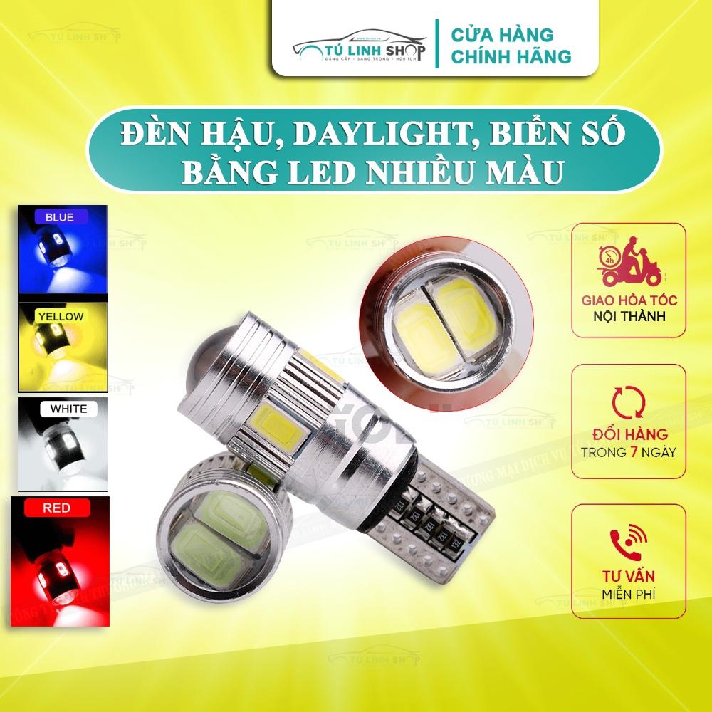 Đèn led demi, xi nhan thấu kính siêu sáng T10 10SMD 5630 W5W cho ô tô, xe máy