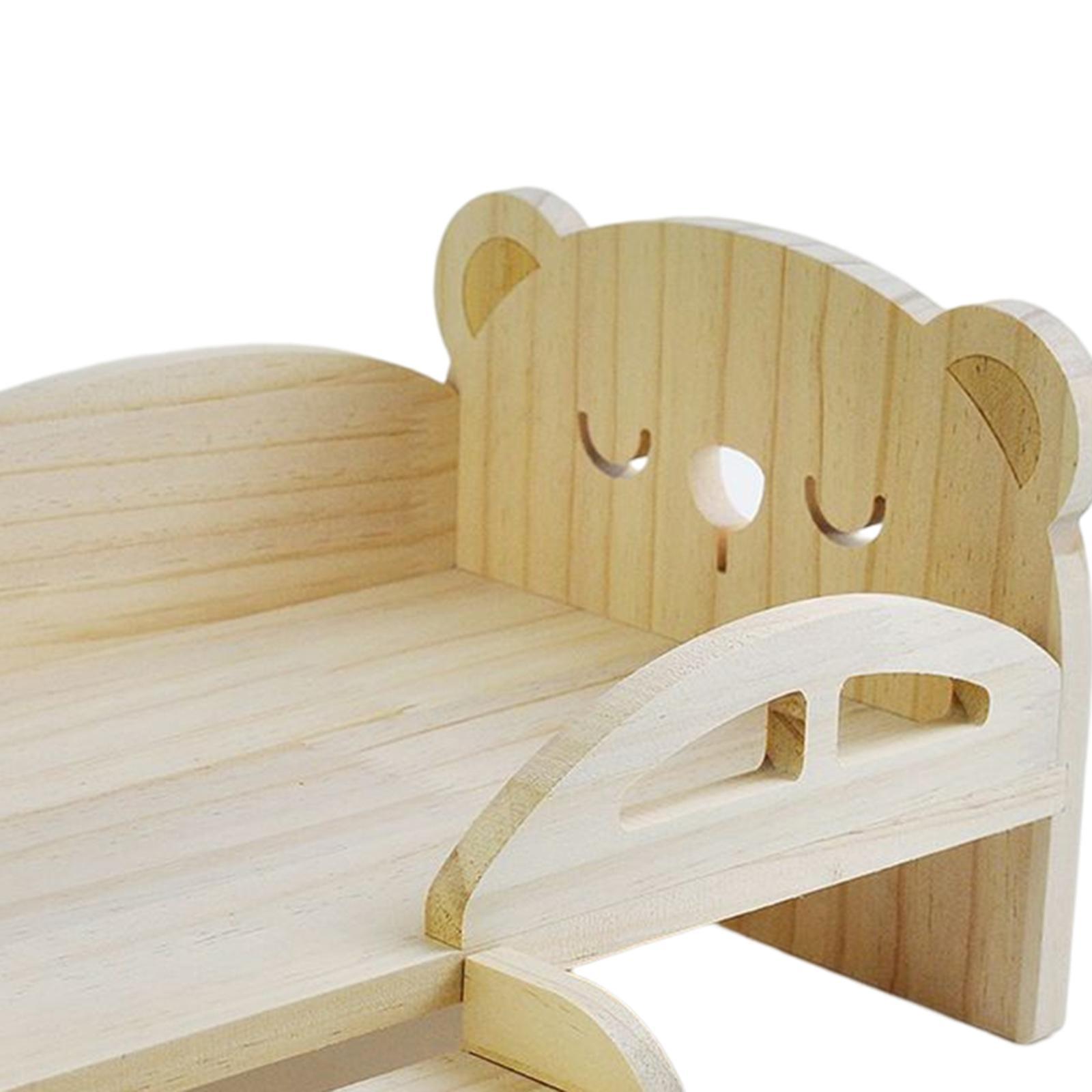 Doll Miniature Bed with Stairs Fashion Doll Play for 1:6 Doll Accessories Bear