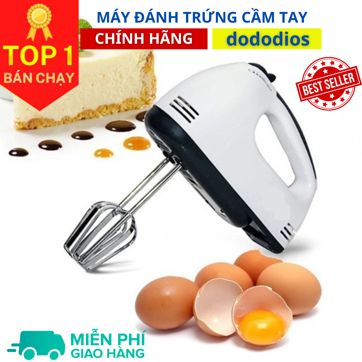 Hình ảnh Máy đánh trứng cầm tay 7 cấp độ DoDoDios HMB-6333S, que tạo bọt cafe mini cầm tay - Hàng Chính Hãng