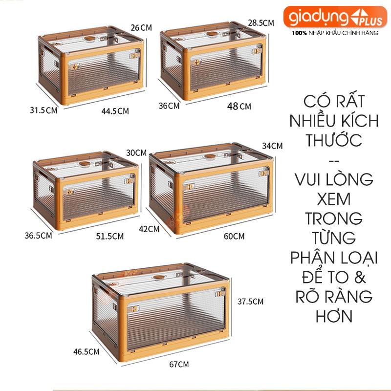 Hộp gấp gọn đựng đồ đa năng, dã ngoại, để sau xe ô tô - vân sóng mờ trong suốt (dung tích 28L, 40L, 55L