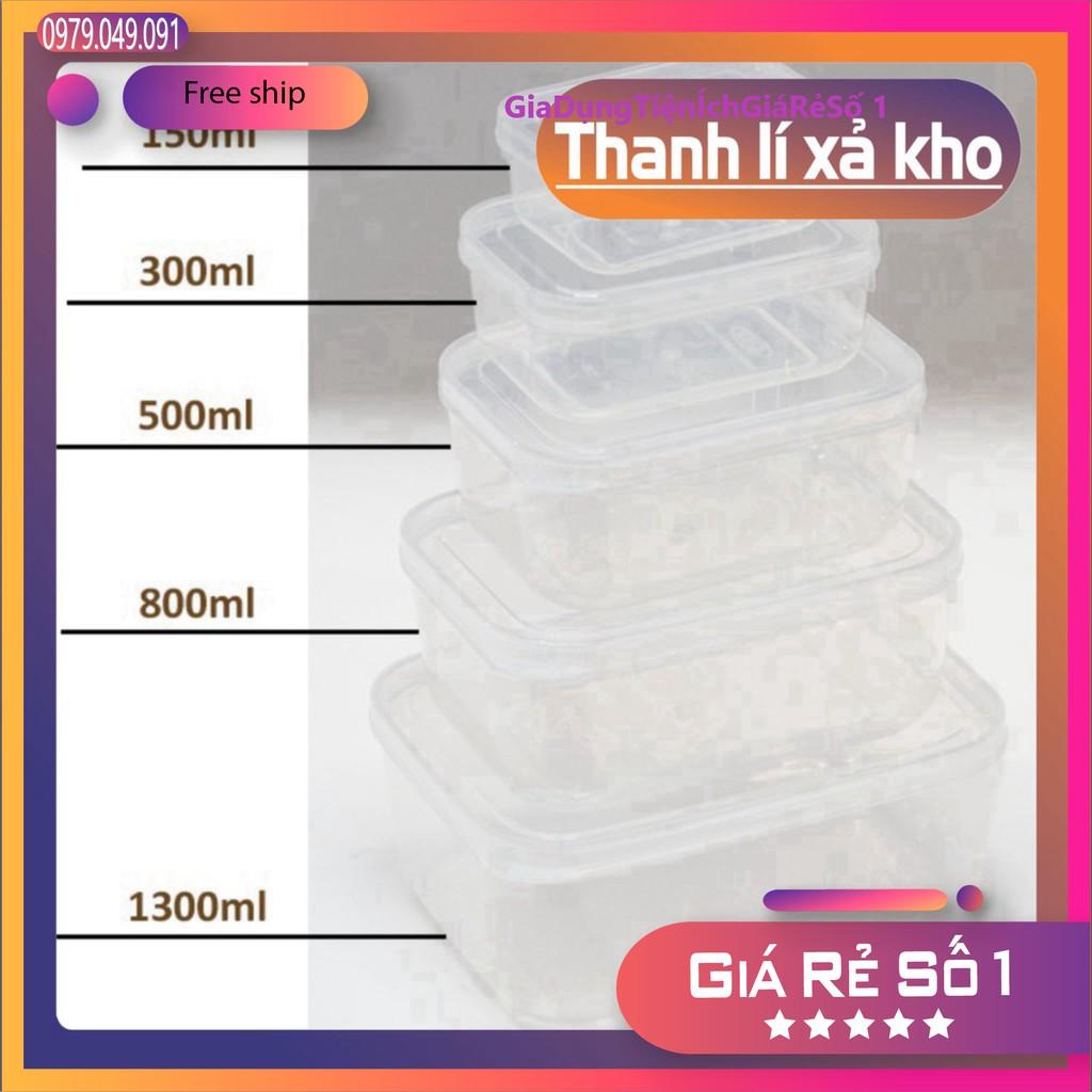 Bộ 5 hộp trữ đồ đông-hộp nhựa đựng thức ăn lạnh bầu Việt Nhật dễ dàng sử dụng giá rẻ.
