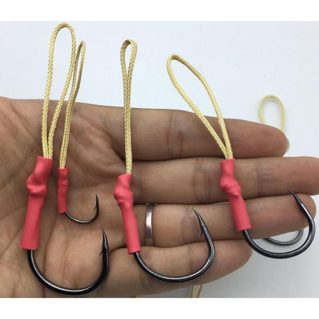 5 Pieces Jigging Assist Hooks Assist Fishing Hooks with White PE Line 01
