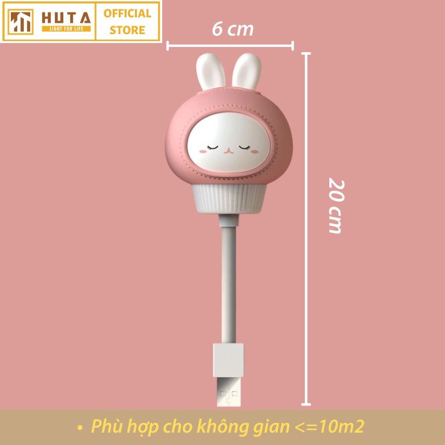 Đèn Ngủ Mini Cho Bé HUTA Hình Thú Cute Chú Thỏ Dễ Thương, Cắm Điện Đầu USB, Uốn Dẻo Nhỏ Gọn Tiện Lợi, Trang Trí Phòng Ngủ, Đèn Vàng