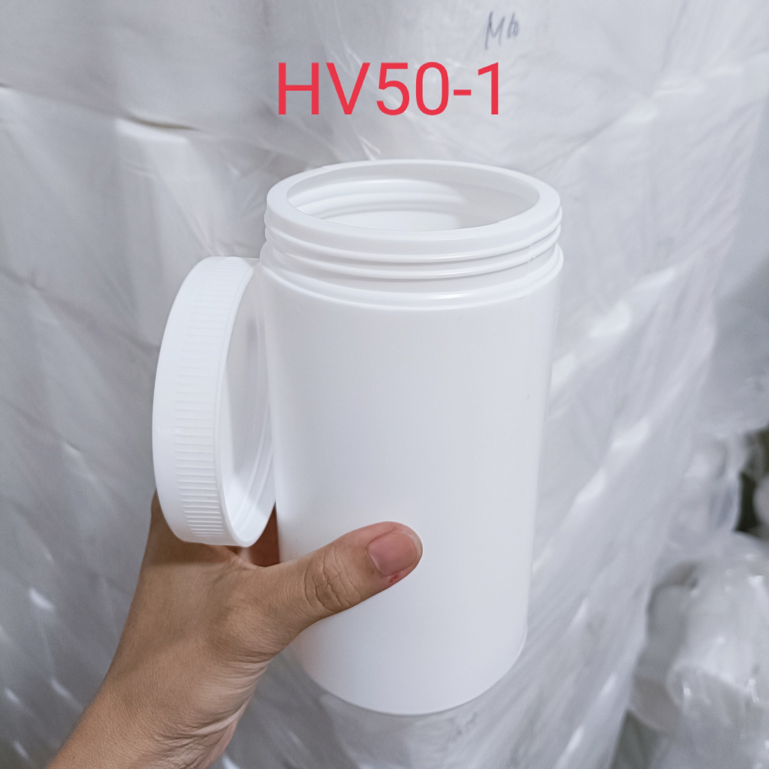 Hủ Nhựa Trắng Đục Nắp Vặn - HV50 - 1 - Đựng Từ 700G Đến 900g Bột Mịn