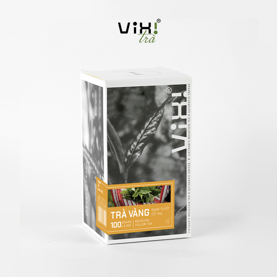 Trà vàng cổ thụ ViXi trà shan tuyết lá rời 1 búp 2 lá hộp 100gr