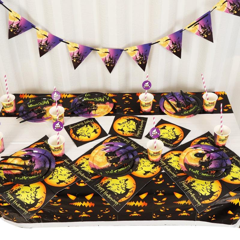 Bộ Cốc Đĩa Giấy Chủ Đề Halloween 2022 Trang Trí Tiệc Sinh Nhật
