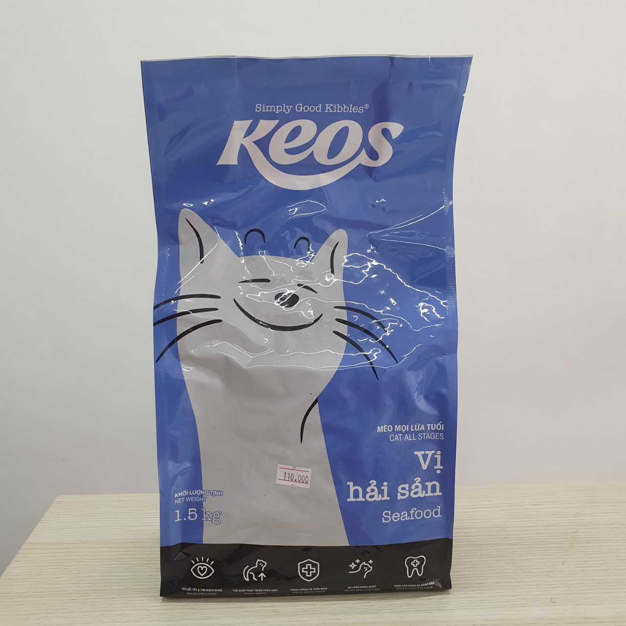 Thức ăn hạt Keos dành cho mèo mọi lứa tuổi vị hải sản gói 400g - 1.5kg