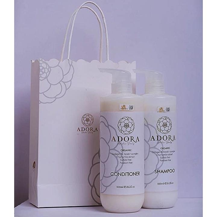 Dầu xả ADORA 500ml chiết xuất collagen oganic keratin và các dưỡng chất giúp phục hồi tóc hư tổn