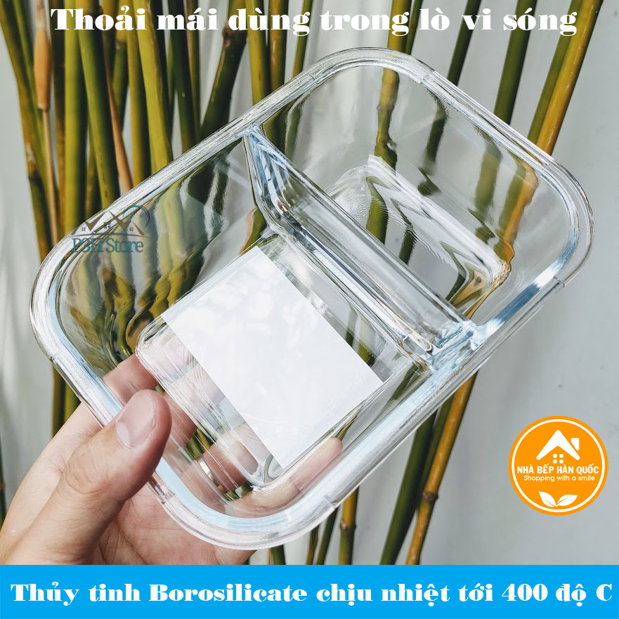 Hộp đựng thực phẩm bằng thủy tinh chia 2 ngăn 3 ngăn chịu nhiệt Lock&lock LLG456 600ml LLG457 860ml LLG458 1040ml