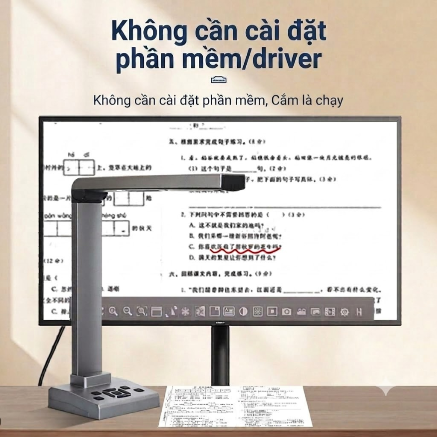 Máy Scan Màu, Scan Tài Liệu A4/A5/A6/A7 C4040 Hỗ trợ Cổng HDMI, Khe Cắm Thẻ Nhớ TF, TypeC - Hàng Nhập Khẩu