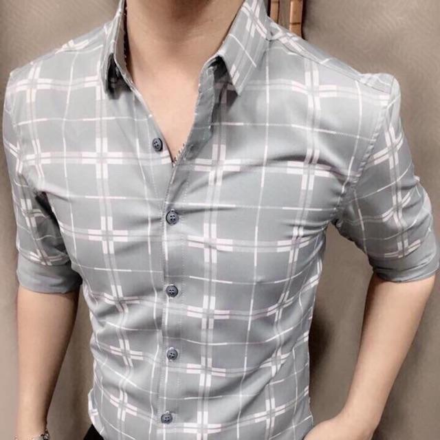 Áo sơ mi nam dài tay thời trang Quảng Châu 5D caro