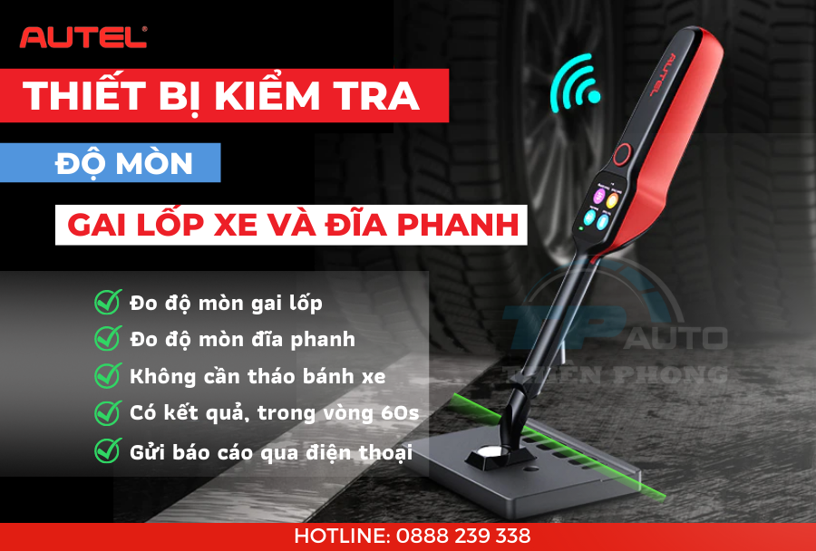 AUTEL MAXITPMS TBE200- Máy Kiểm Tra Độ Mòn Gai Lốp Và Độ Đảo Đĩa Phanh -Hàng Chính Hãng