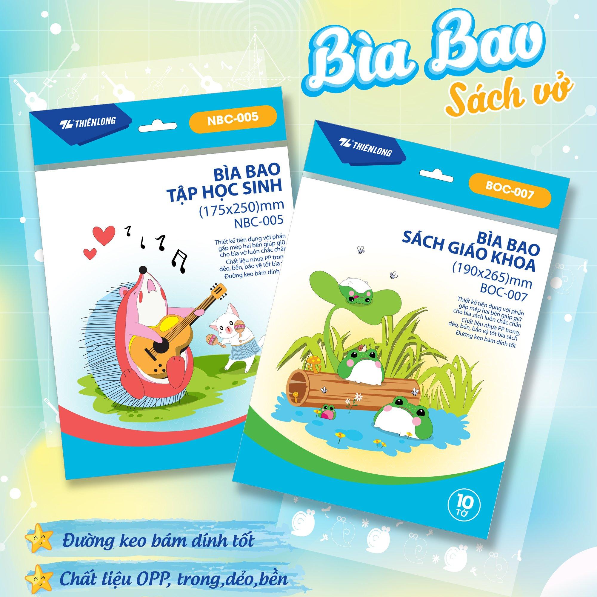 Túi 10 Bìa bao Sách Giáo Khoa Thiên Long BOC-007