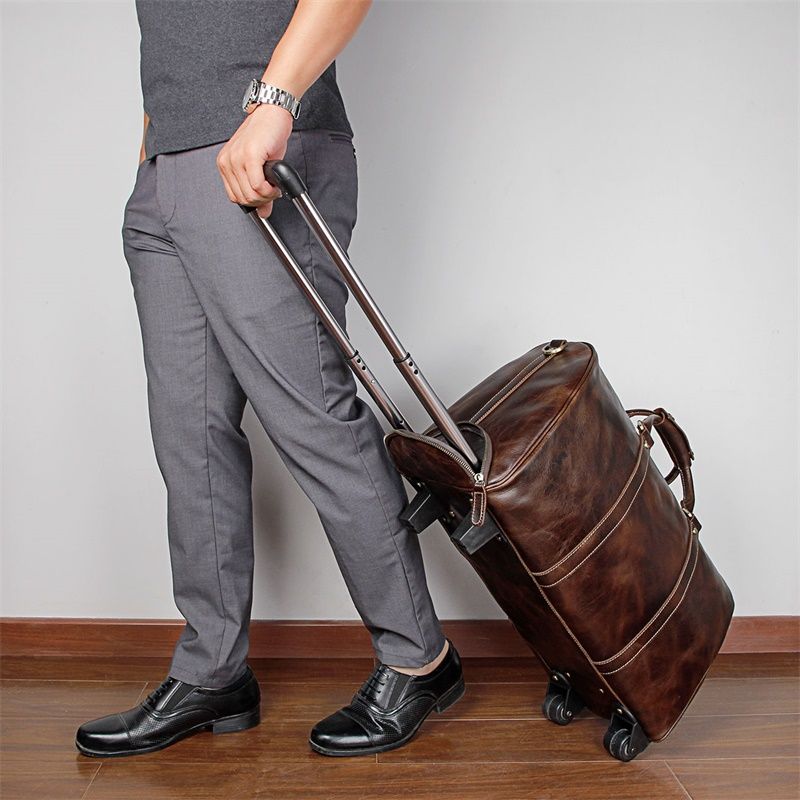 TÚI DU LỊCH TAY KÉO TX009 DA BÒ SÁP SIÊU CAO CẤP