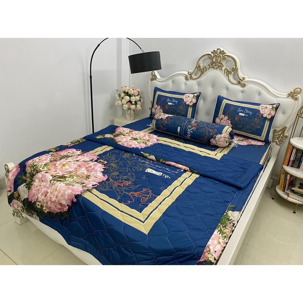 Bộ Drap mền + áo gối thun Ý 5D Cao Cấp , mát lạnh, thấm hút tốt.