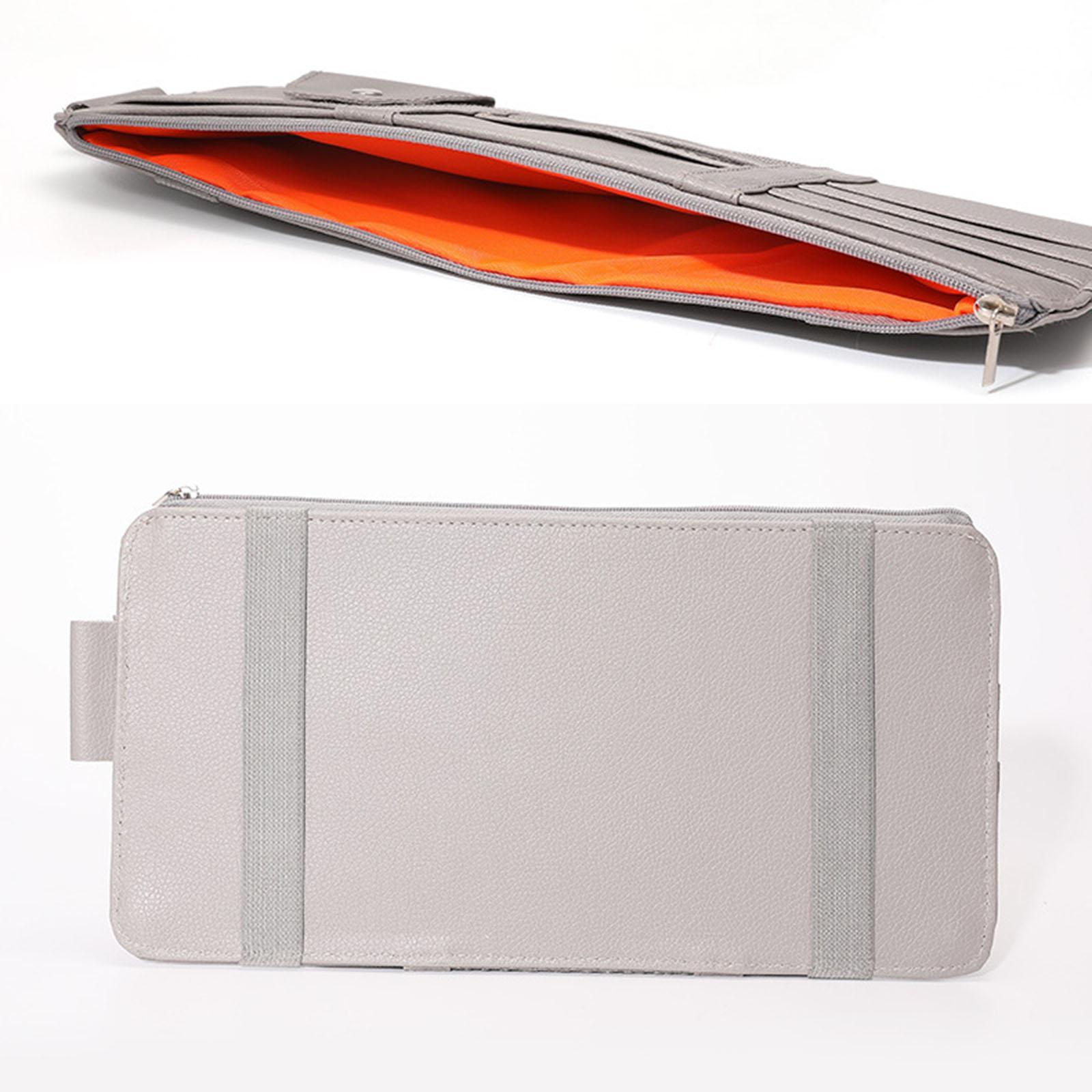 PU Car Sun Visor Organizer Card Slots Multi Pockets Auto SUV Pen Holder Sunshade Storage Bag for Cash Keys Auto Interior Accessories