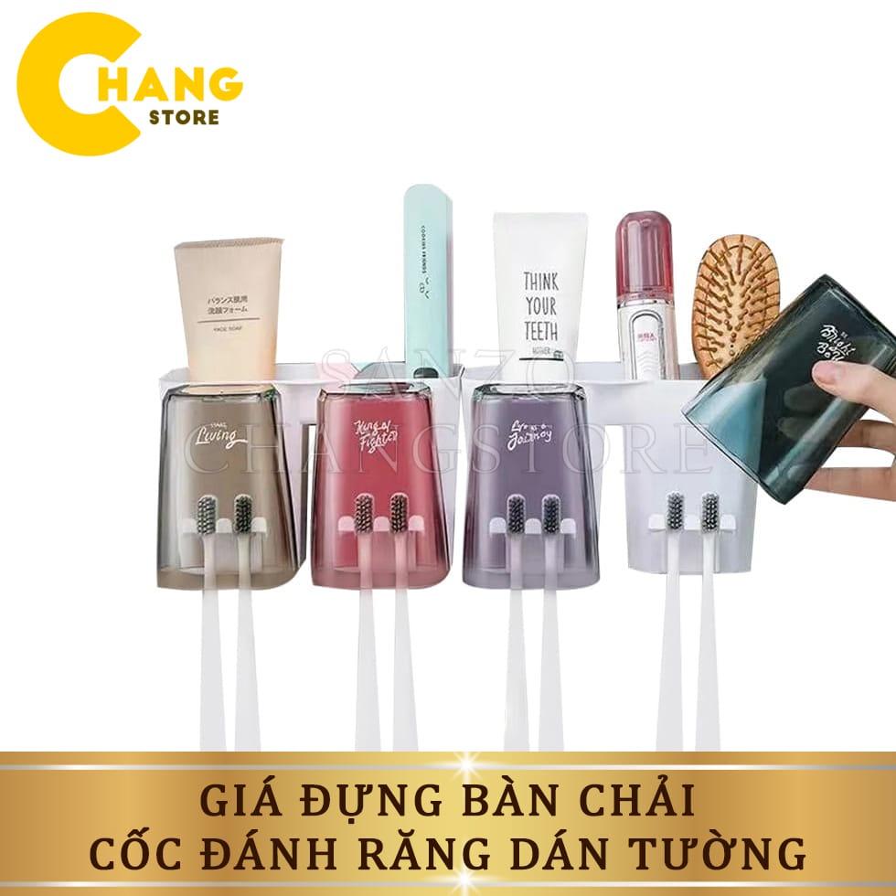 Giá Đựng Bàn Chải Đánh Răng Gắn Tường Đa Năng Mẫu Mới, Kệ đựng bàn chải cốc đánh răng dán tường tặng kèm cốc