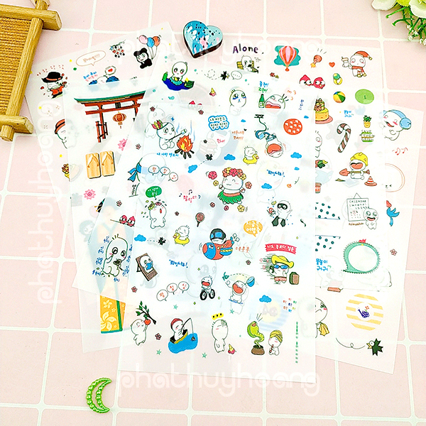 Sticker washi tape nhiều hình cute nhỏ gọn giá siêu tốt thích hợp trang trí sổ tay, tập vở