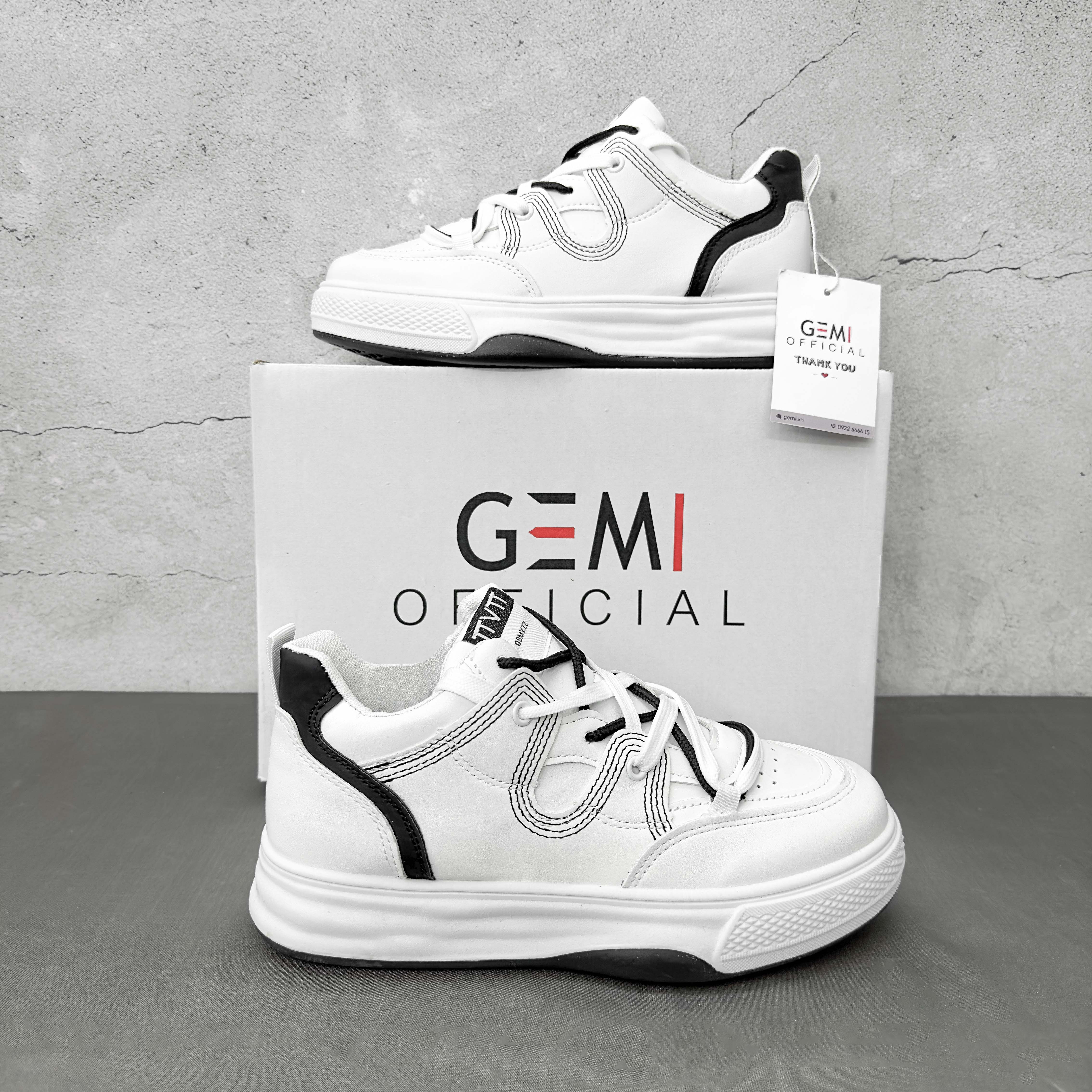 Giày thể thao nữ GEMI - giày ullzzang màu viền đen- viền nâu, phong cách trẻ trung năng động - M7104