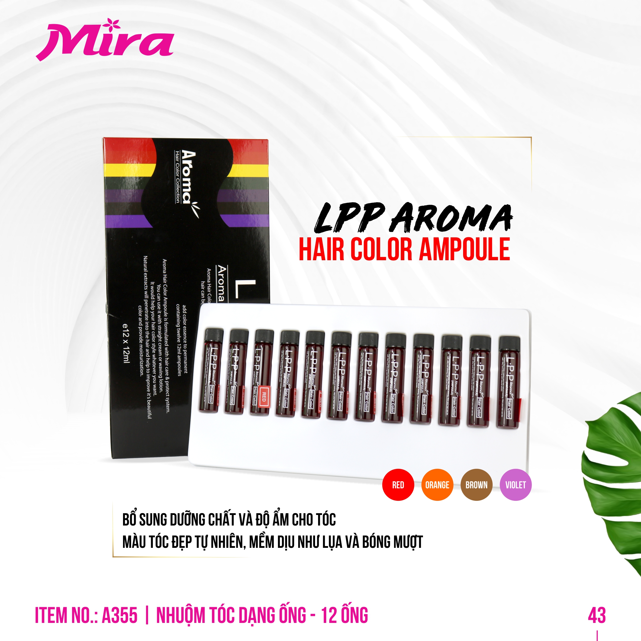 Nhuộm Tóc Dạng Ống Aroma LPP Aroma Hair Color Ampoule (12 Ống) A355