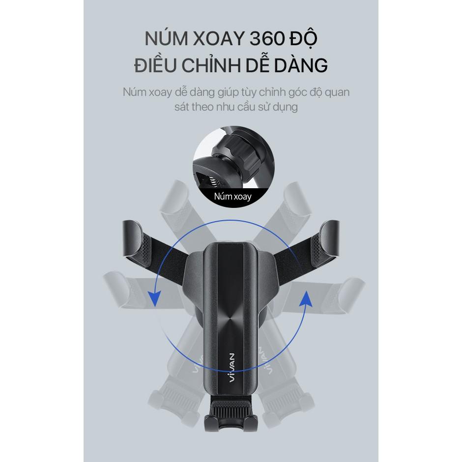 Giá Đỡ Điện Thoại Cho Xe Ô Tô VIVAN, Xoay 360 Độ, Phù Hợp Màn Hình 4.0 - 6.5 Inch - Hàng Chính Hãng