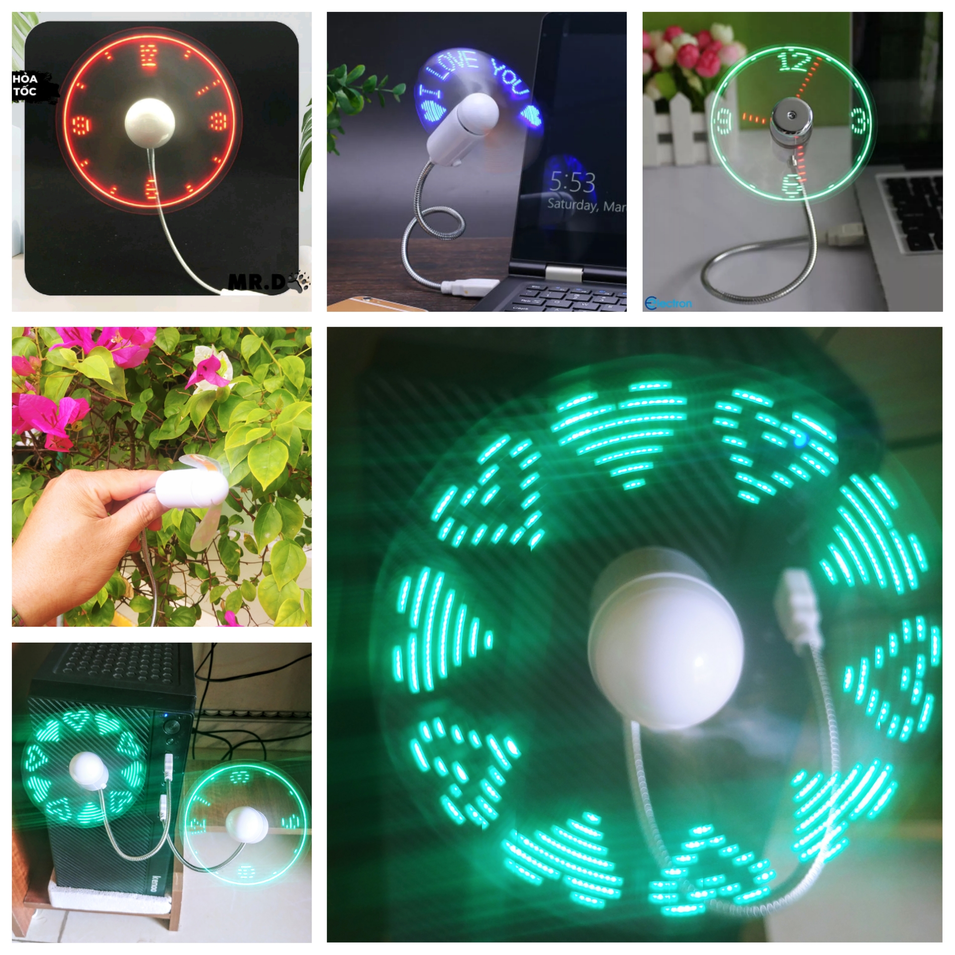 QUẠT LED KIỂU ĐỒNG HỒ HIỆU ỨNG LED CHẠY CỰC ĐẸP MẪU MỚI