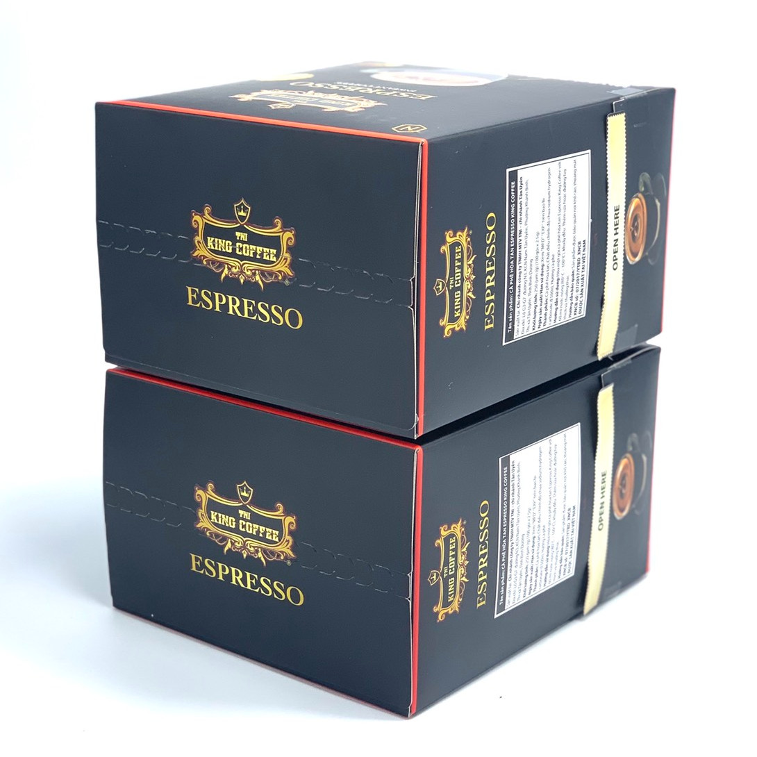 Combo 2 Hộp Cà Phê Đen Hòa Tan Espresso King Coffee(Hộp 100 gói x 2.5g)