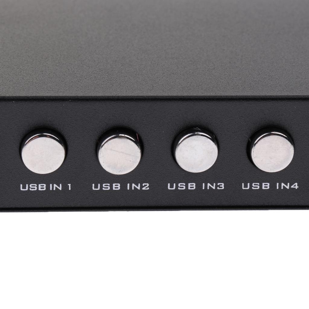 USB 2.0 Manual Sharing Switch KVM Switcher Adapter Box 4 Computers Share 1 USB Device Hub for Printer Scanner