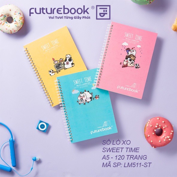 FUTUREBOOK -Sổ Lò Xo Bìa Mềm A5-Dòng Kẻ Ngang-Định Lượng 100GSm-120 Trang. MSP LM511