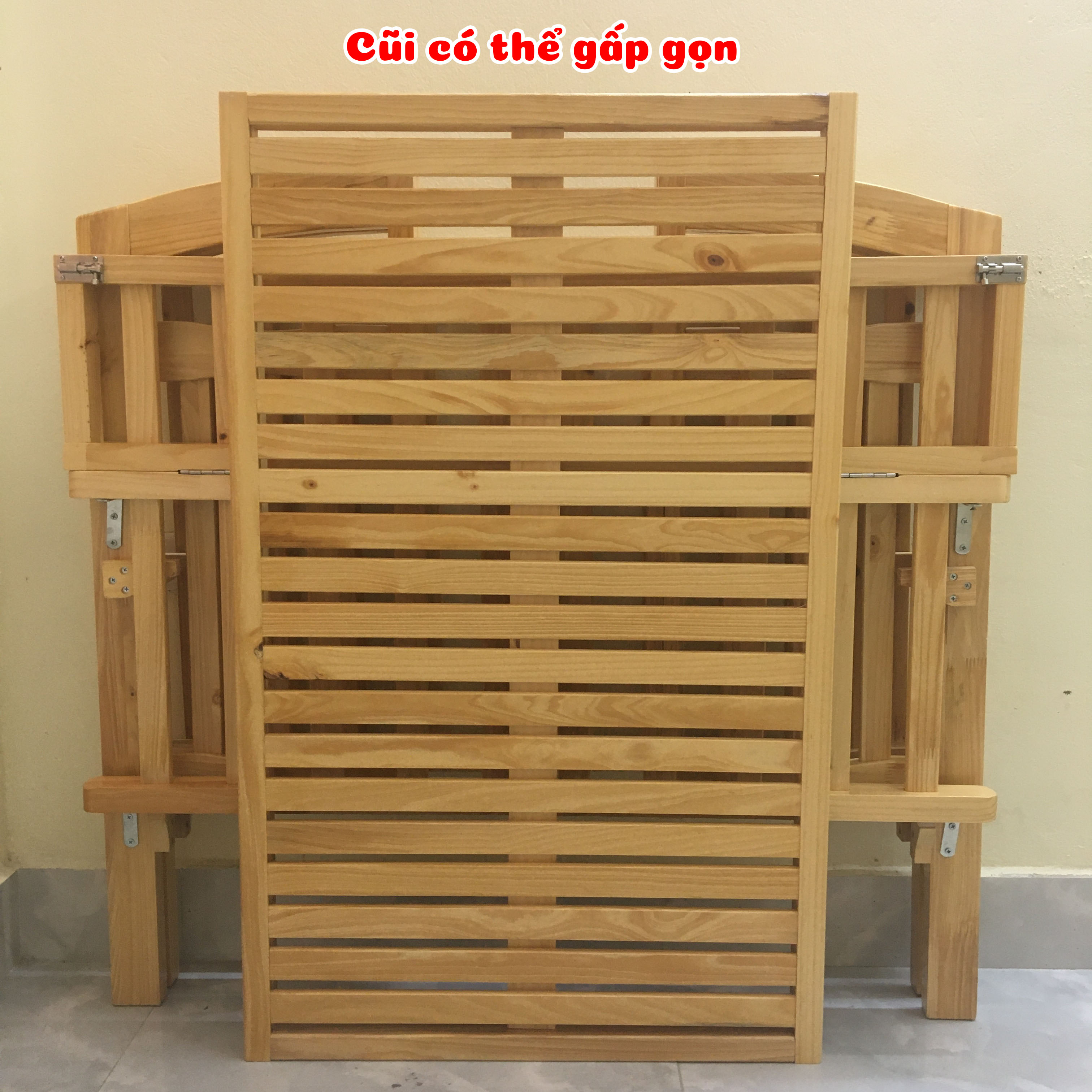 Nôi Cũi Gỗ Cho Bé Chất Liệu Gỗ Thông Kích Thước [130x80x96cm] Màu Tự Nhiên Chịu Tải Lên Tới 60kg Tặng Kèm Bánh Xe