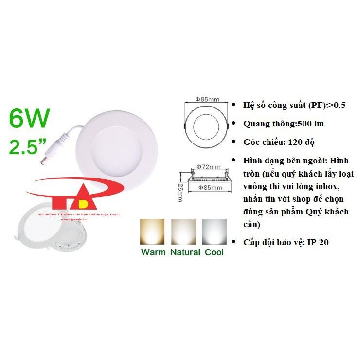 Đèn led downlight âm trần 6W