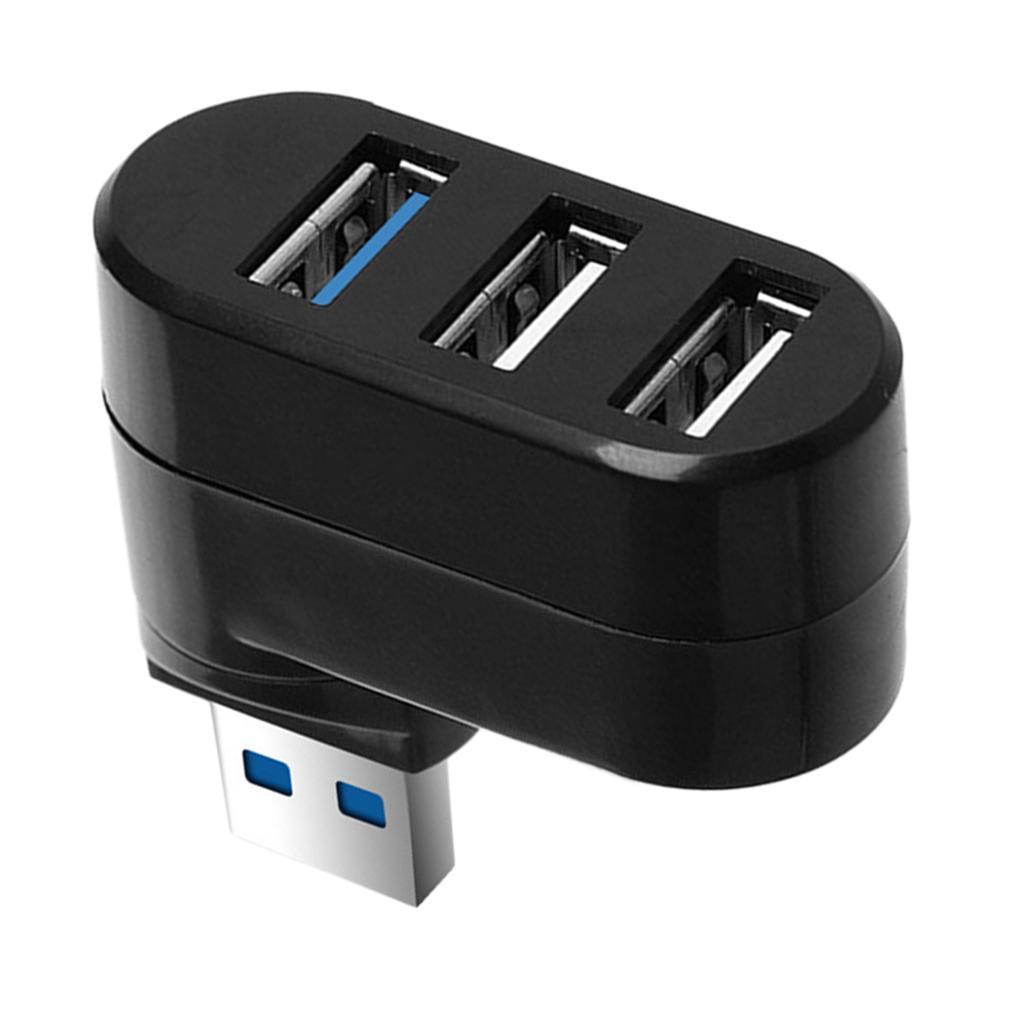 2x 180 ° Rotatable USB3.0 Hub, 1 USB3.0 +2 USB 2.0 Port, Mini Dock - Black