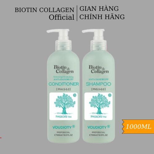 Dầu gội xả ngăn gàu Biotin Collagen Voudioty xanh dương 500ml