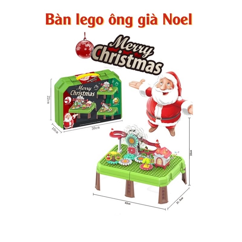 Bàn lego giáng sinh ông già Noel đồ chơi xếp hình đa năng cho bé trai gái từ 2 3 4 5 tuổi, quà giáng sinh cho bé