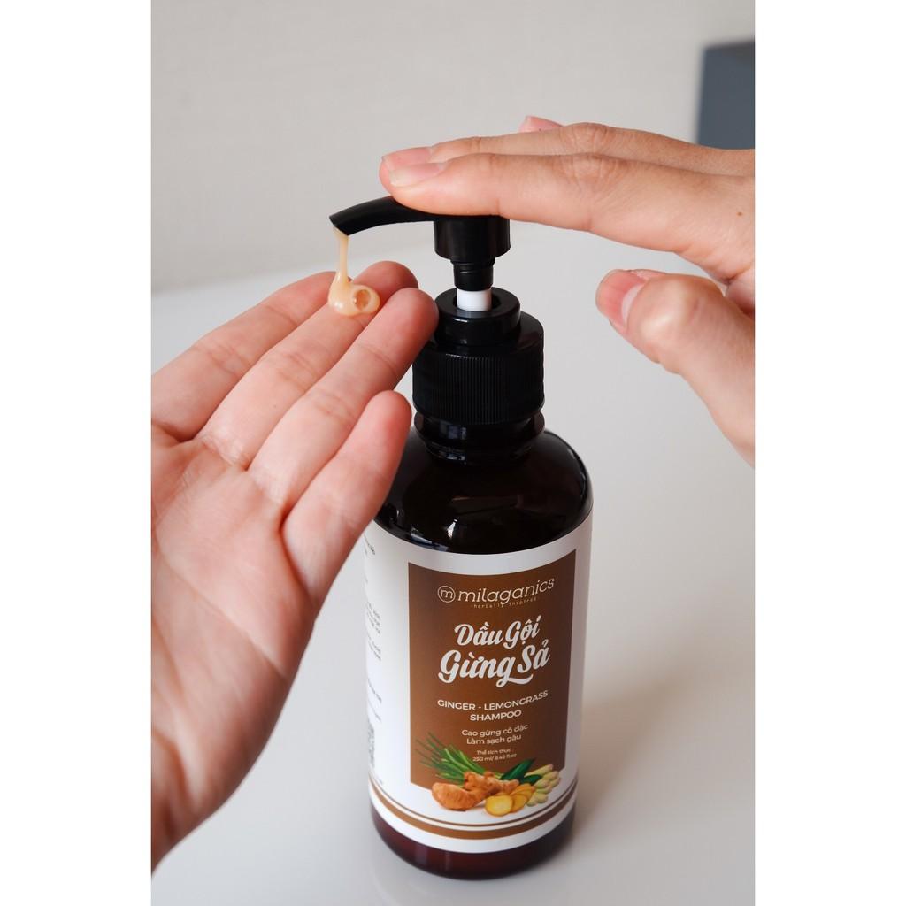 Dầu Gội Gừng Sả Làm Sạch Gàu, Dưỡng Tóc Mềm Mượt Từ Cao Gừng Cô Đặc MILAGANICS 250ml