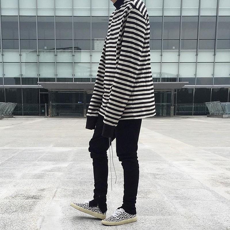 Áo Thun Sweater Unisex tay dài nam Sọc Ngang Cổ Lọ TNS103 aothununisex