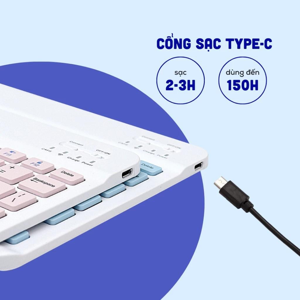 Bàn phím không dây Bluetooth mini dùng được cho IOS Android Windows thiết kế nhỏ gọn, không gây tiếng ồn