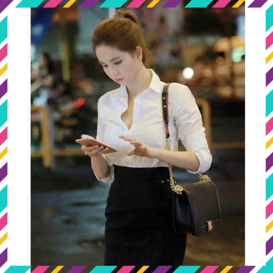 Áo sơ mi công sở, dáng suông, chất vải đẹp, áo sơ mi trơn dài tay