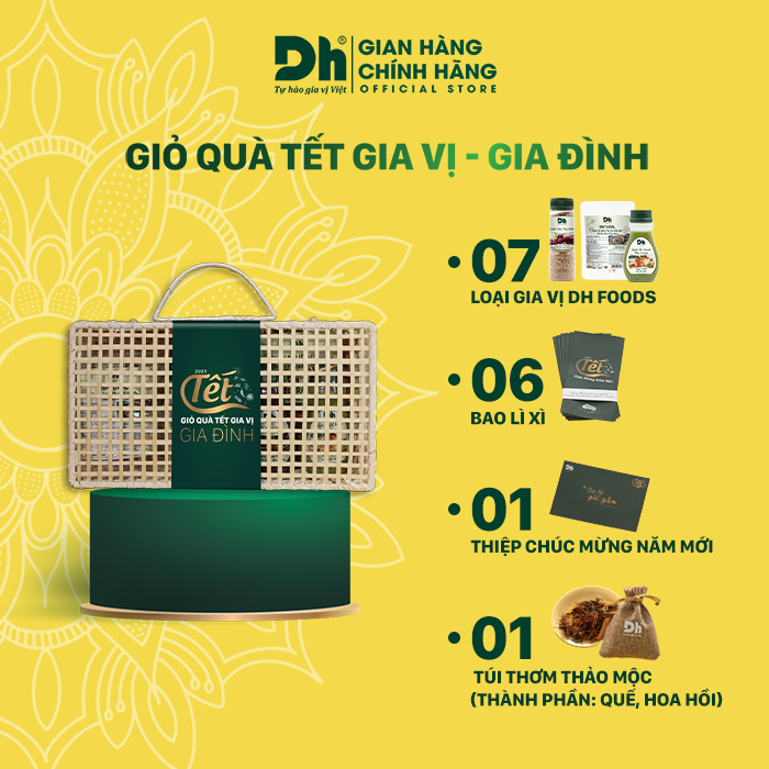 Giỏ Quà Gia Vị - Gia Đình - Combo Gói Quà Trọn Bộ 7 Loại Gia Vị Dh Foods - Set Combo Hộp Quà Tặng Cho Mẹ, Gia Đình, Bạn Bè Vào Các Ngày, Lễ Ý Nghĩa