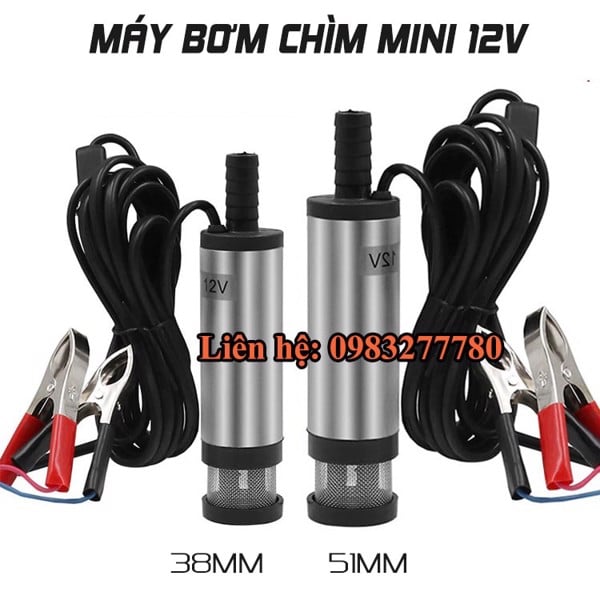 Máy bơm chìm mini 12v bơm hút dầu, chất lỏng tự động