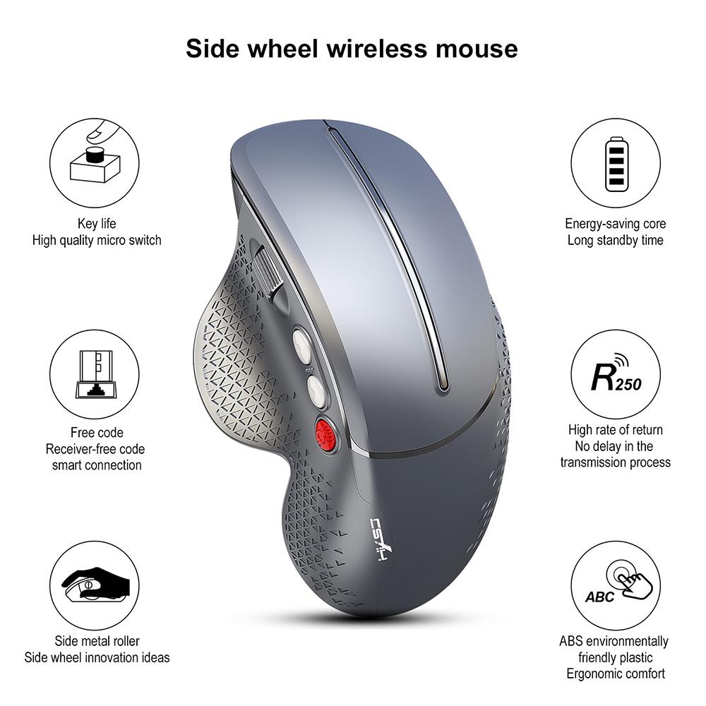 HXSJ T32 2.4GHz Vertical Wireless Mute Mouse 6 Keys 3600DPI Mice Professional Wireless Gaming Mouse for PC